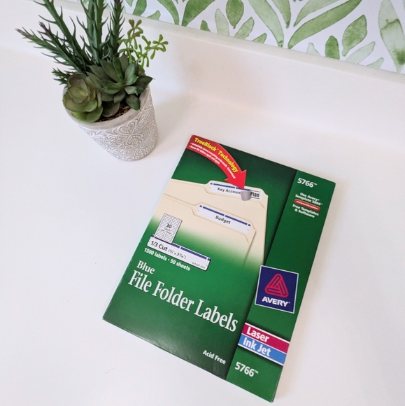 Permanent File Folder Labels, TrueBlock, Inkjet/Laser, Blue, 1500/Box - Picture 2 of 2